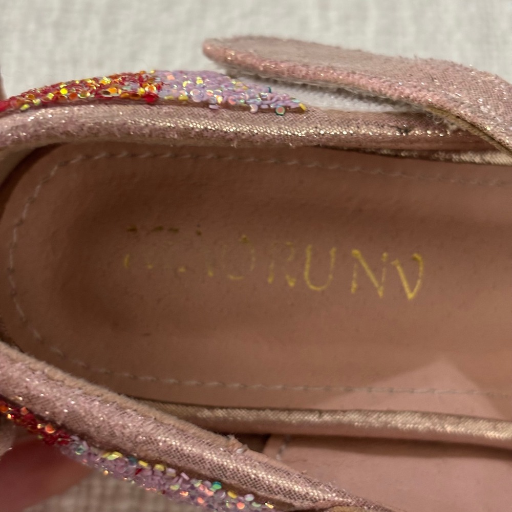 XIAORUNV Girls Rainbow Glitter Mary Jane Dress Shoes Rhinestone Heel Bow Size 30 - Picture 8 of 9